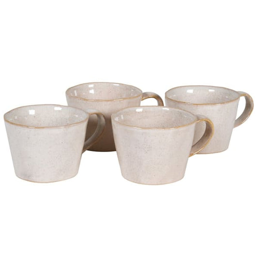 Set of 4 Beige Stoneware Mugs