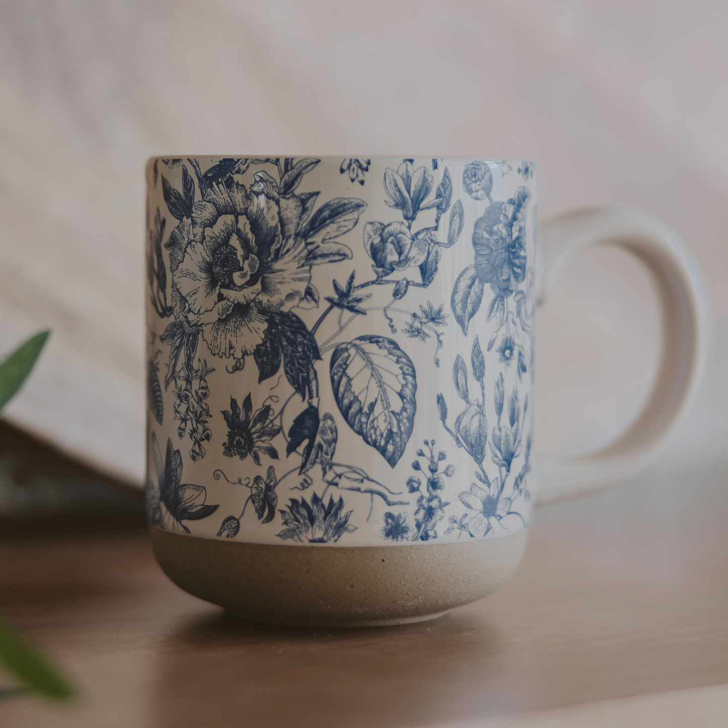 Cream & Blue Floral Mug