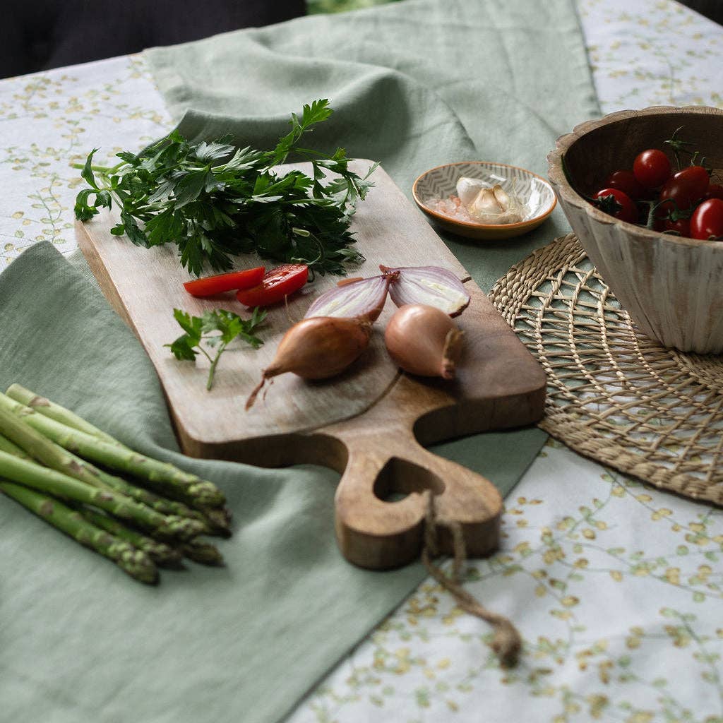 Large Dual Tone Wooden Chopping board with Heart Carved Handle