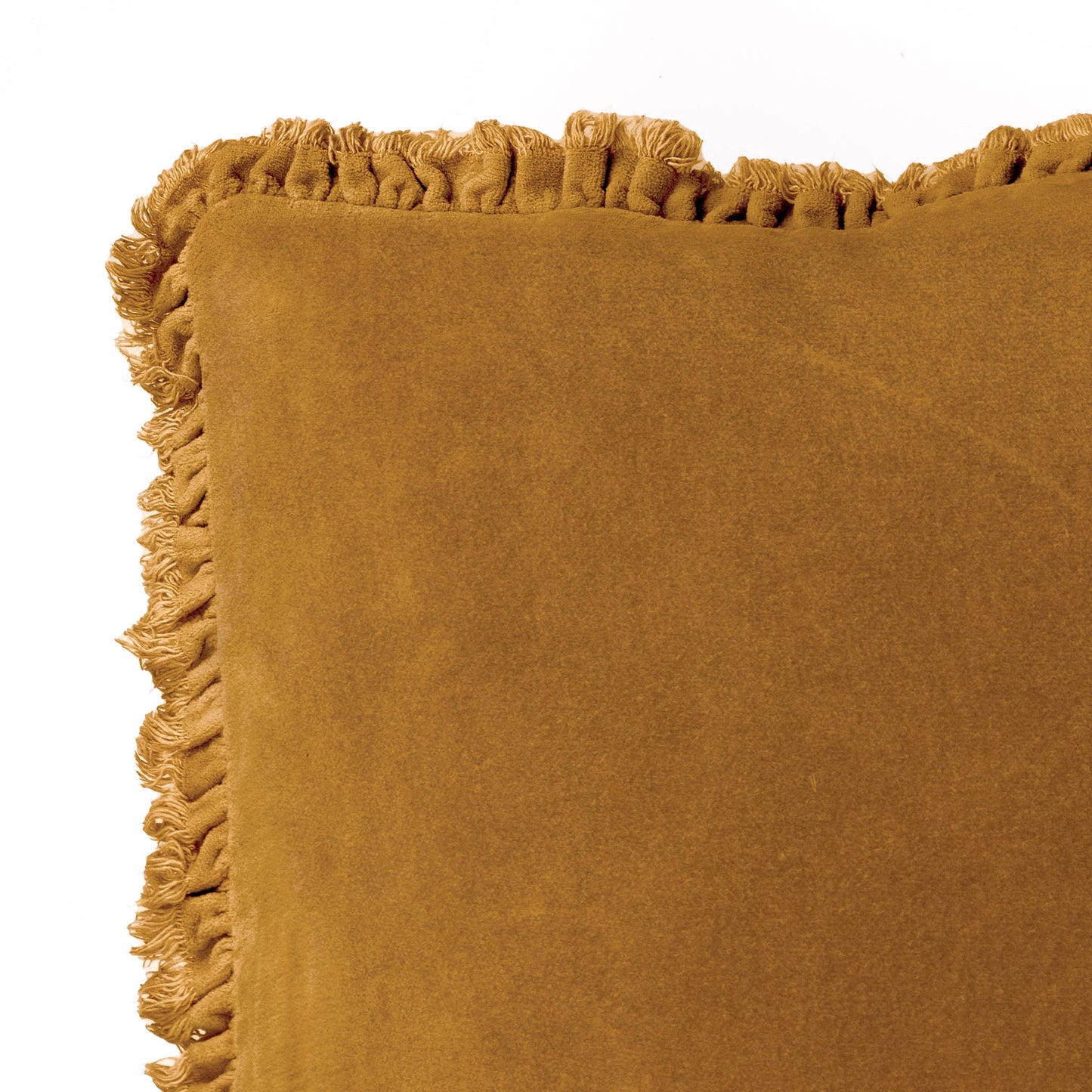Saffron Velvet Ruffle Cushion Medium
