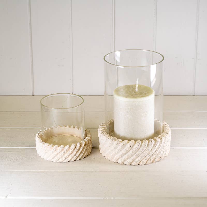Large Textured Hurricane Glass Candle Holder