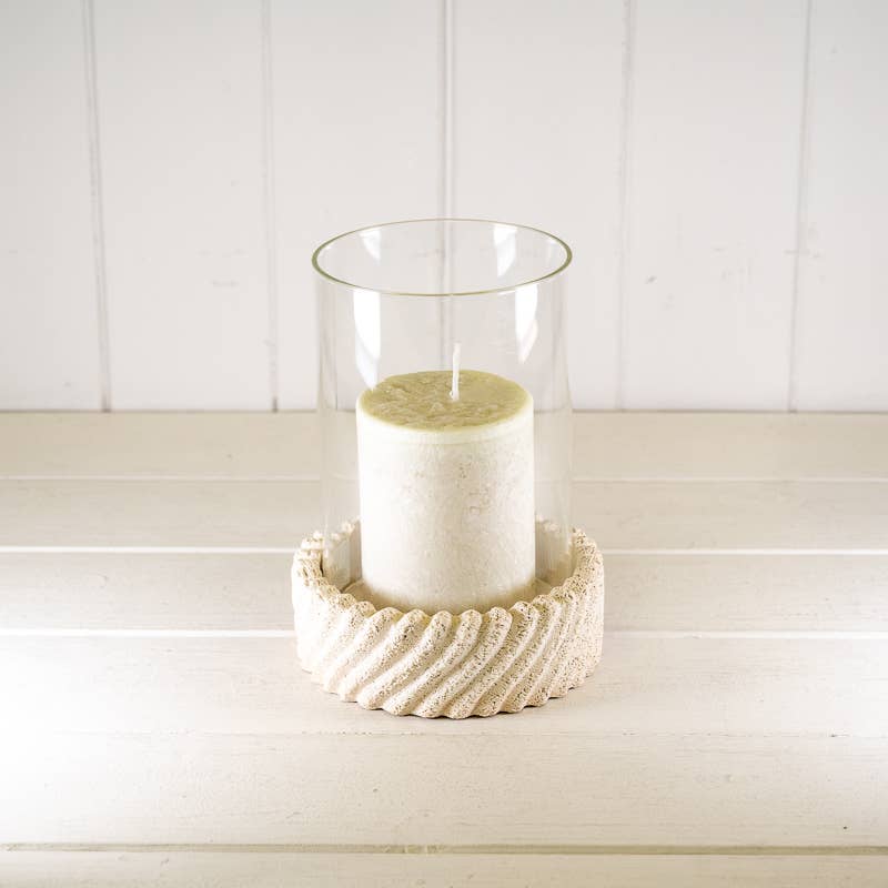 Large Textured Hurricane Glass Candle Holder