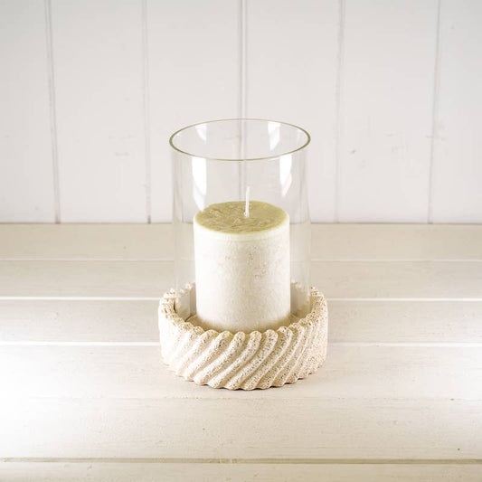 Large Textured Hurricane Glass Candle Holder
