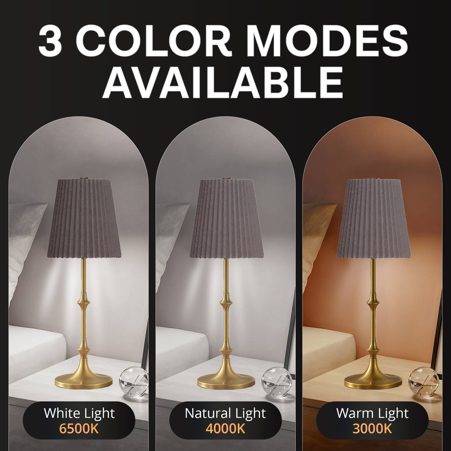 Taupe 16" Height Rechargeable Touch Control LED Lamp