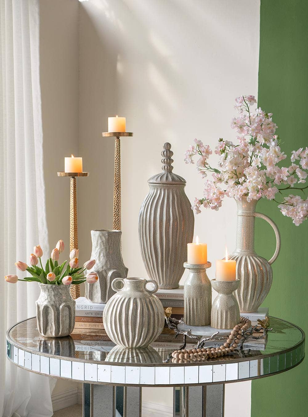 Ridge Ceramic Candle Holder