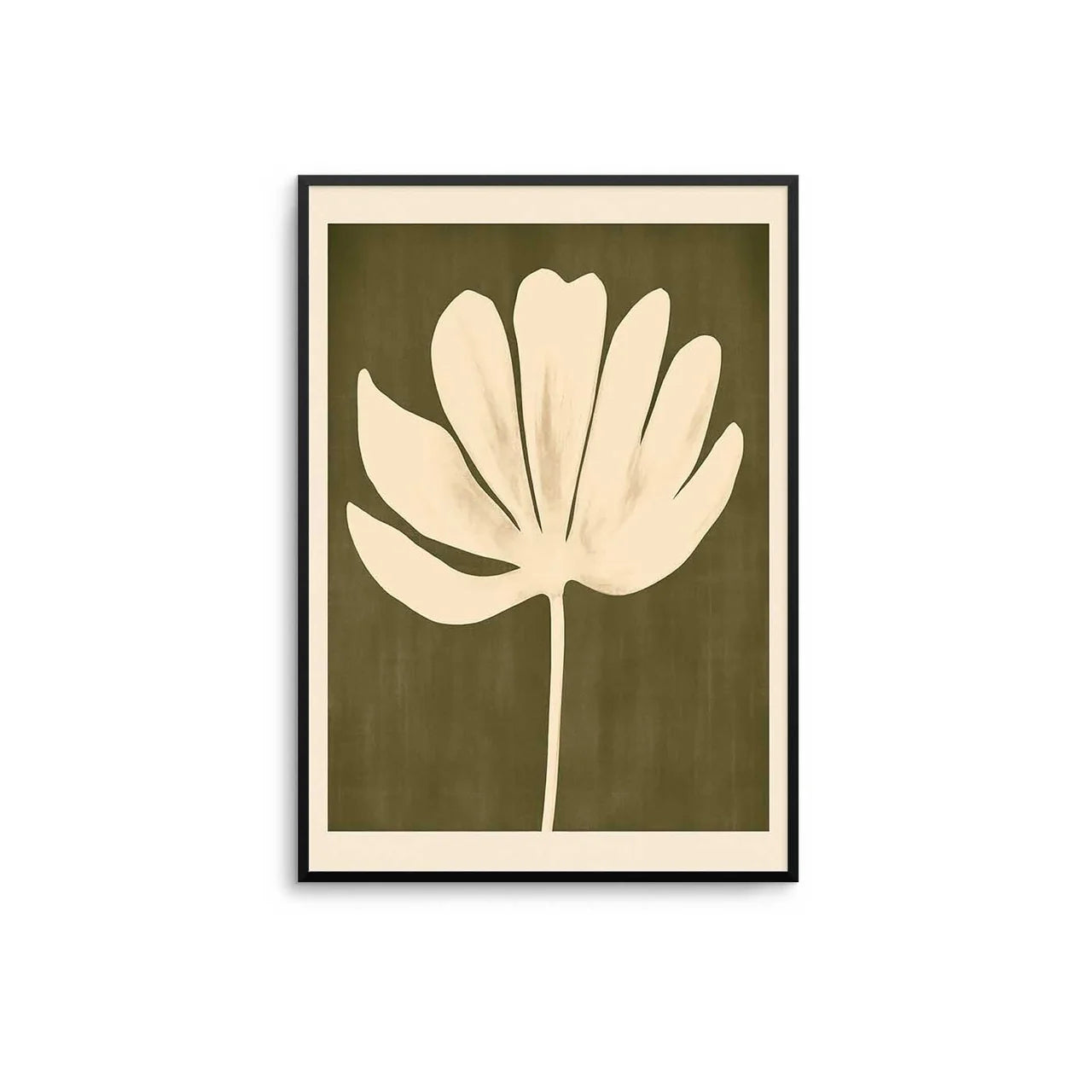 A2 Oak Frame Beige Leaf Print