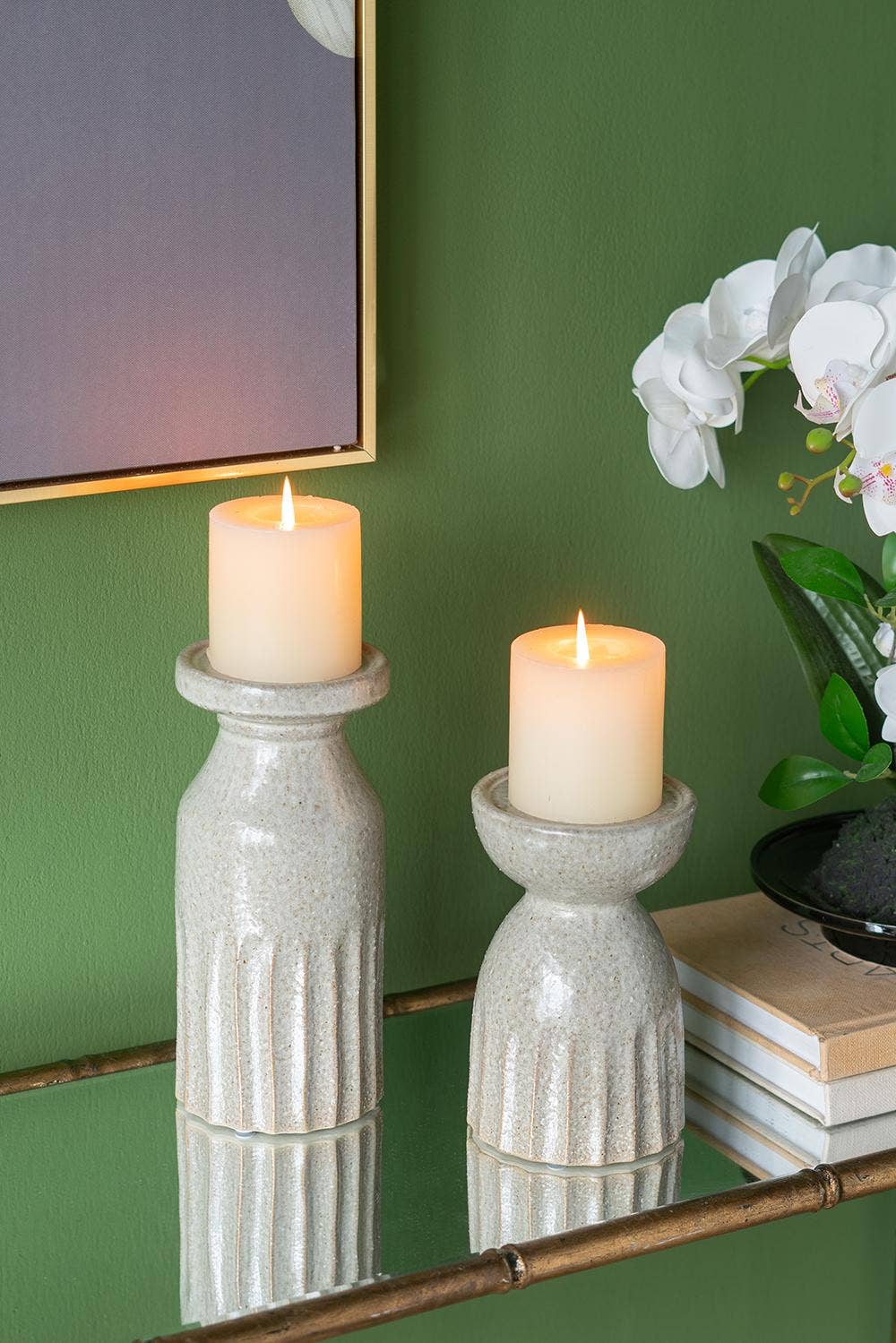 Ridge Ceramic Candle Holder