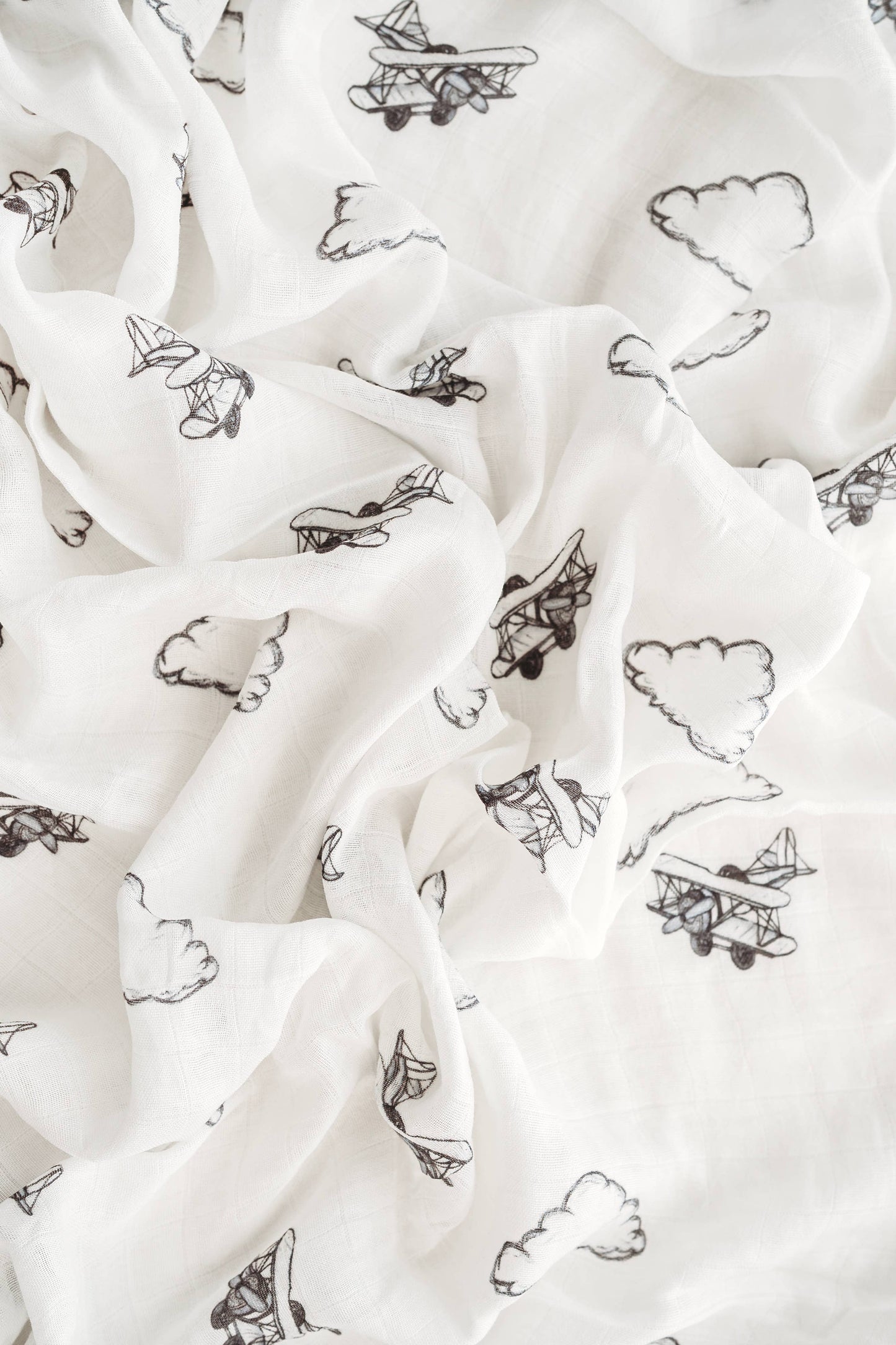 Airplane & Clouds Muslin Blanket