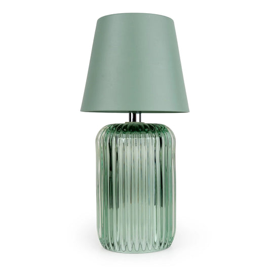 Green Ridged Glass Table Lamp