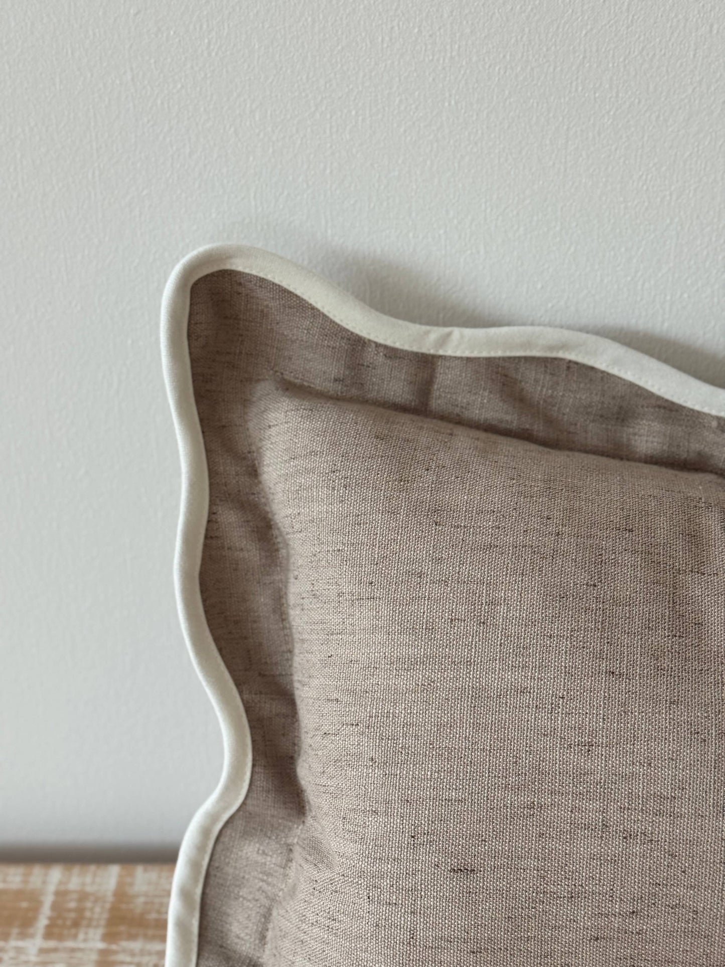 Greige Scalloped Edge Cushion Small