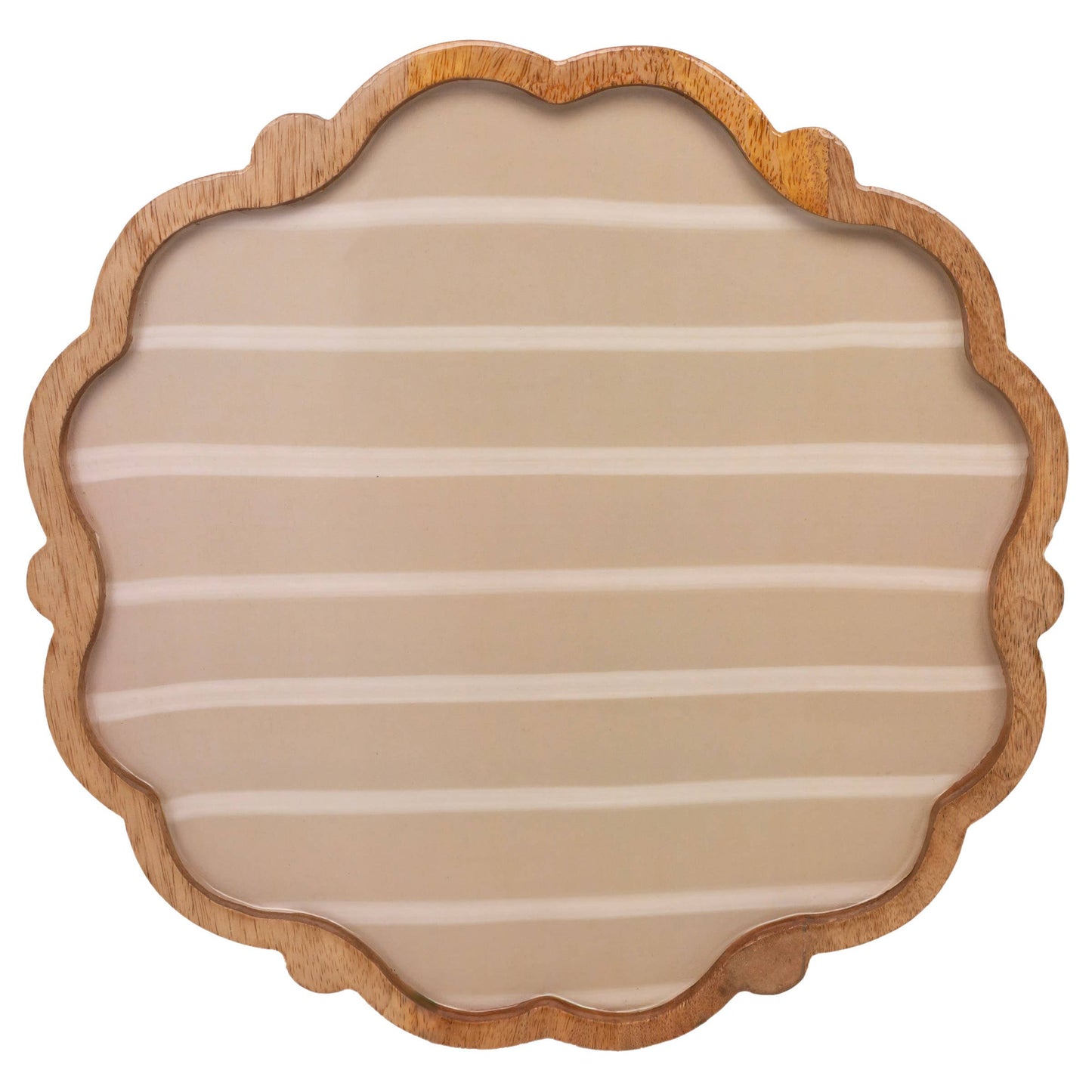 Tan Wavy Edge Striped Mango Wood Platter