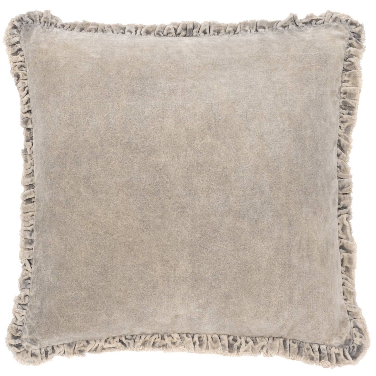 Taupe Washed Cotton Velvet Cushion Medium