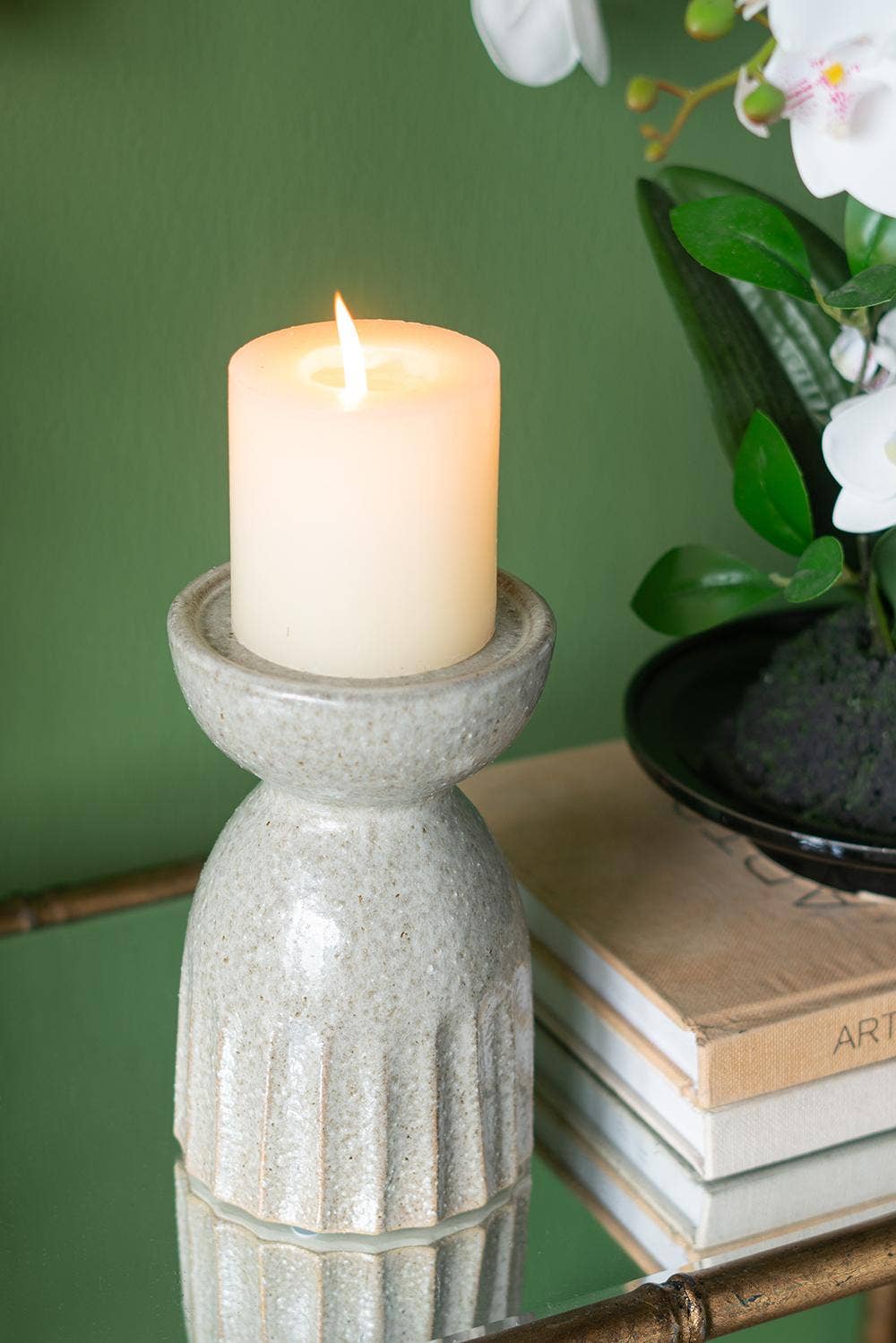 Ridge Ceramic Candle Holder