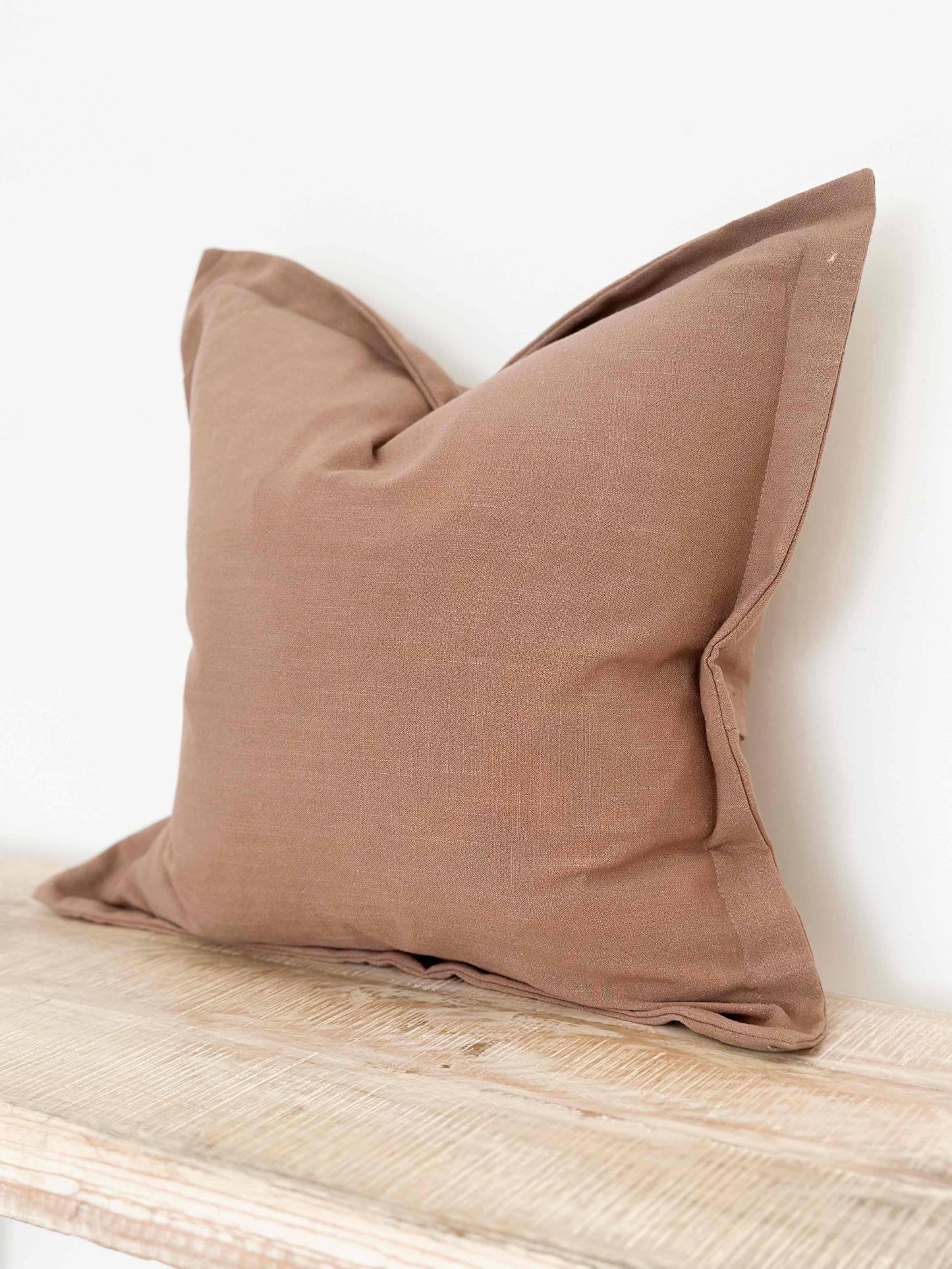 Brown Plain Linen Cushion Medium