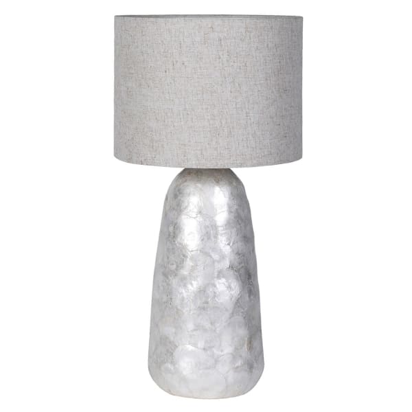 Mother of Pearl Table Lamp with Linen Shade