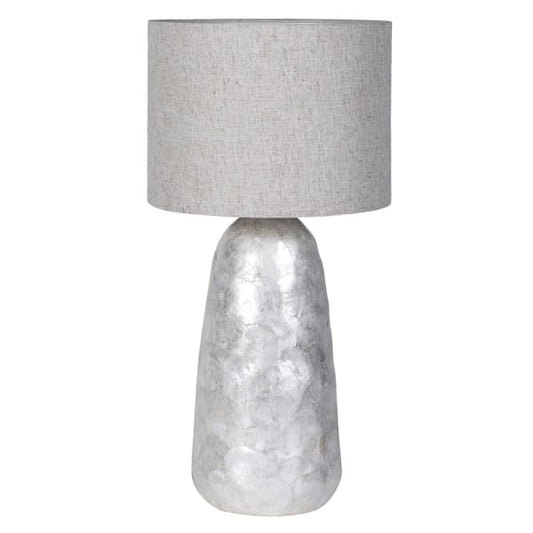 Mother of Pearl Table Lamp with Linen Shade